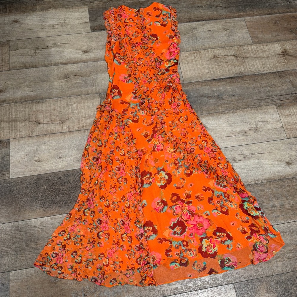 Ulla Johnson Orange Floral Midi Dress - Picture 7 of 7
